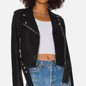 Pistola Tracy Faux Leather Moto Jacket in Black